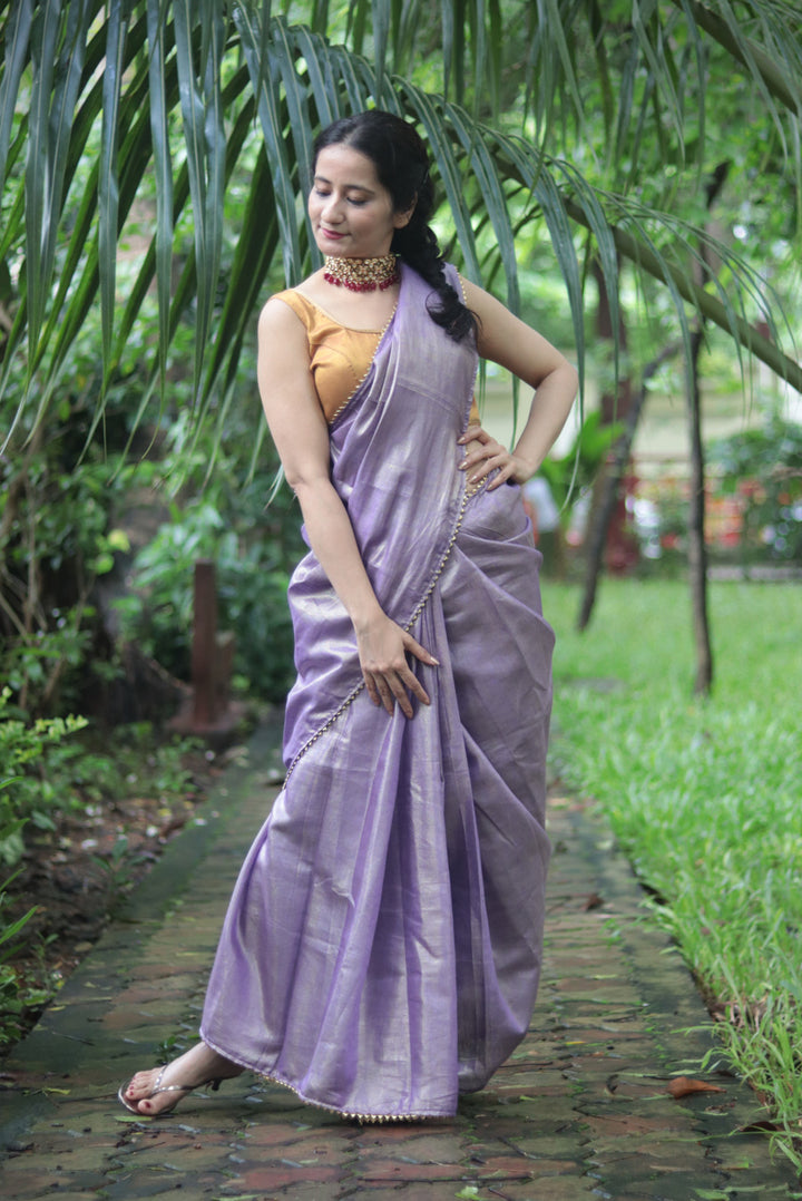 Zari Linen Gotta Lace Saree The Queen's Necklace (SAREE)