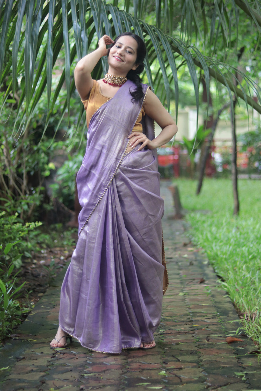 Zari Linen Gotta Lace Saree The Queen's Necklace (SAREE)