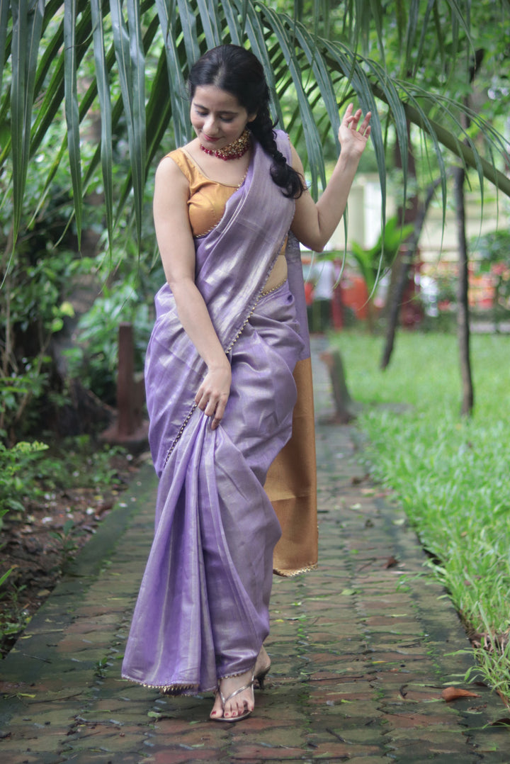 Zari Linen Gotta Lace Saree The Queen's Necklace (SAREE)