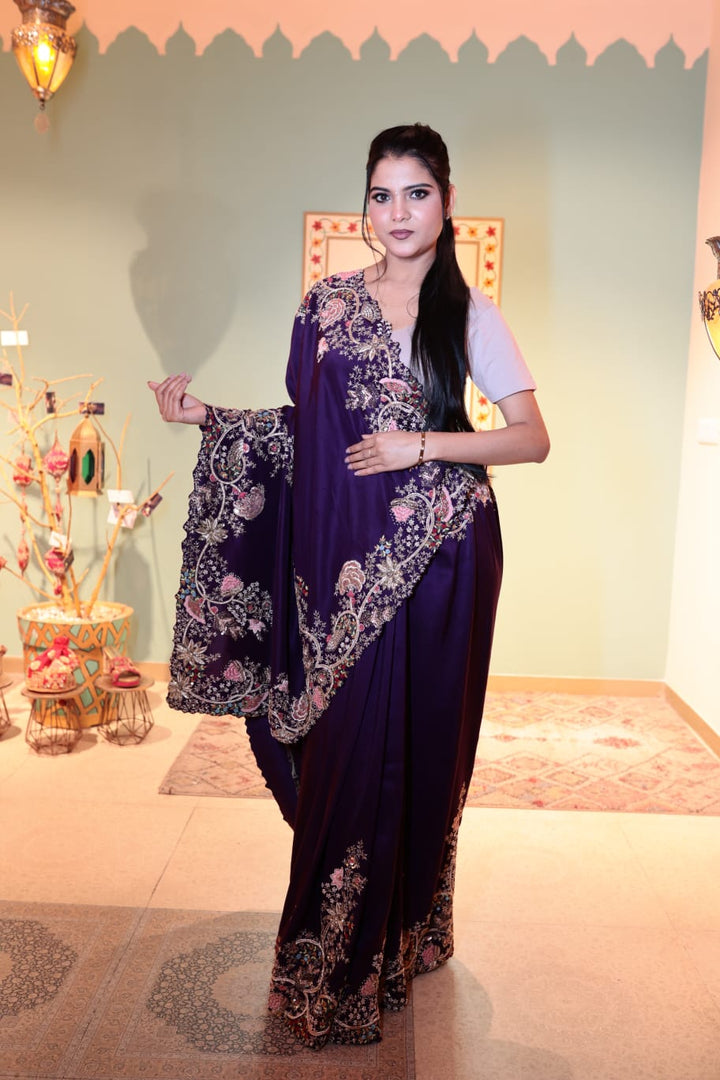 Luxurious Handloom Purple Saree