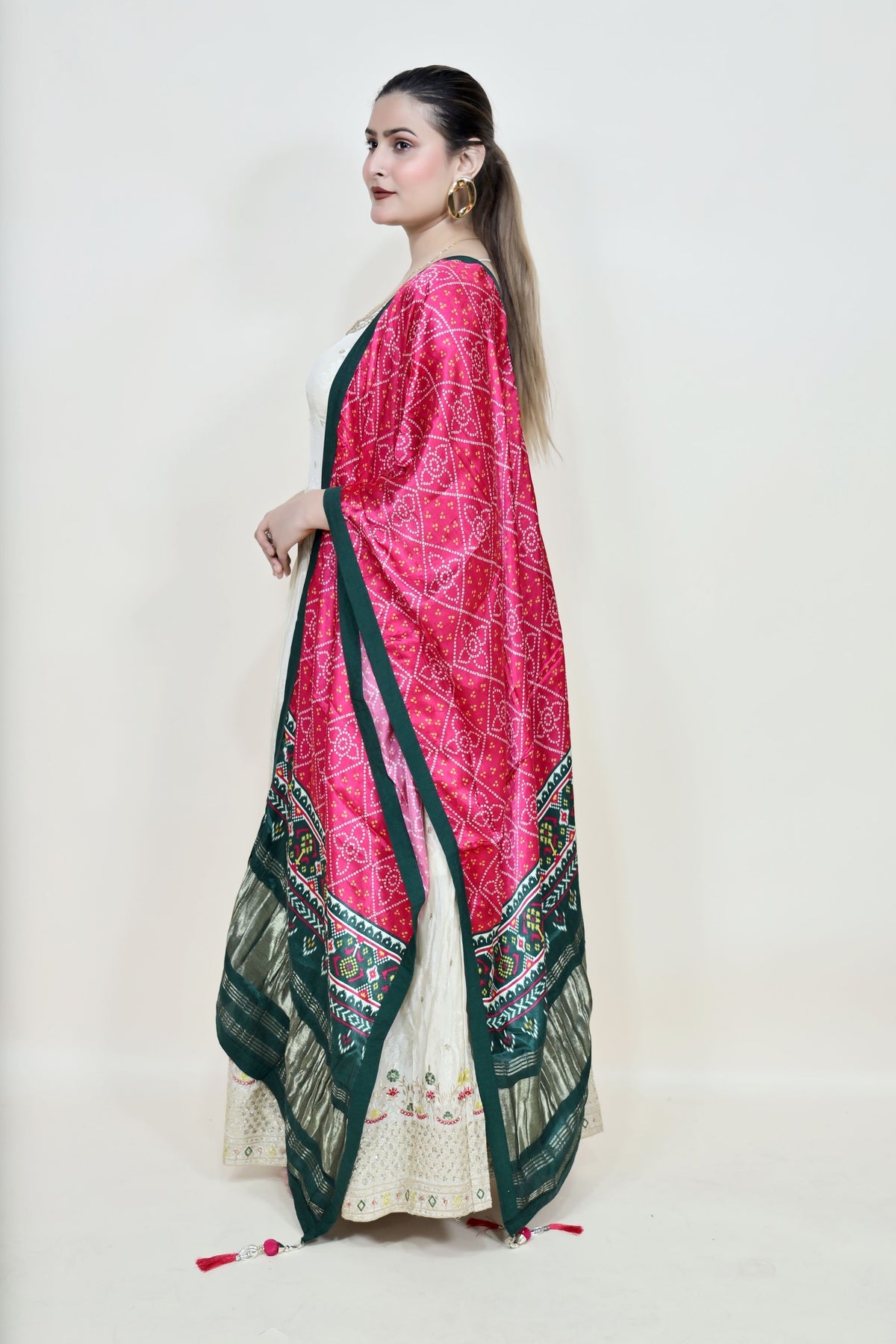 adorable white color floral motif embroidered dress