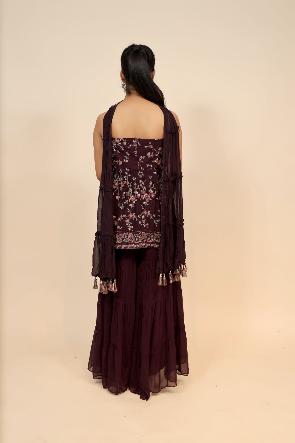 Elegant Wine Georgette Suit - Perfect For Any Occasion