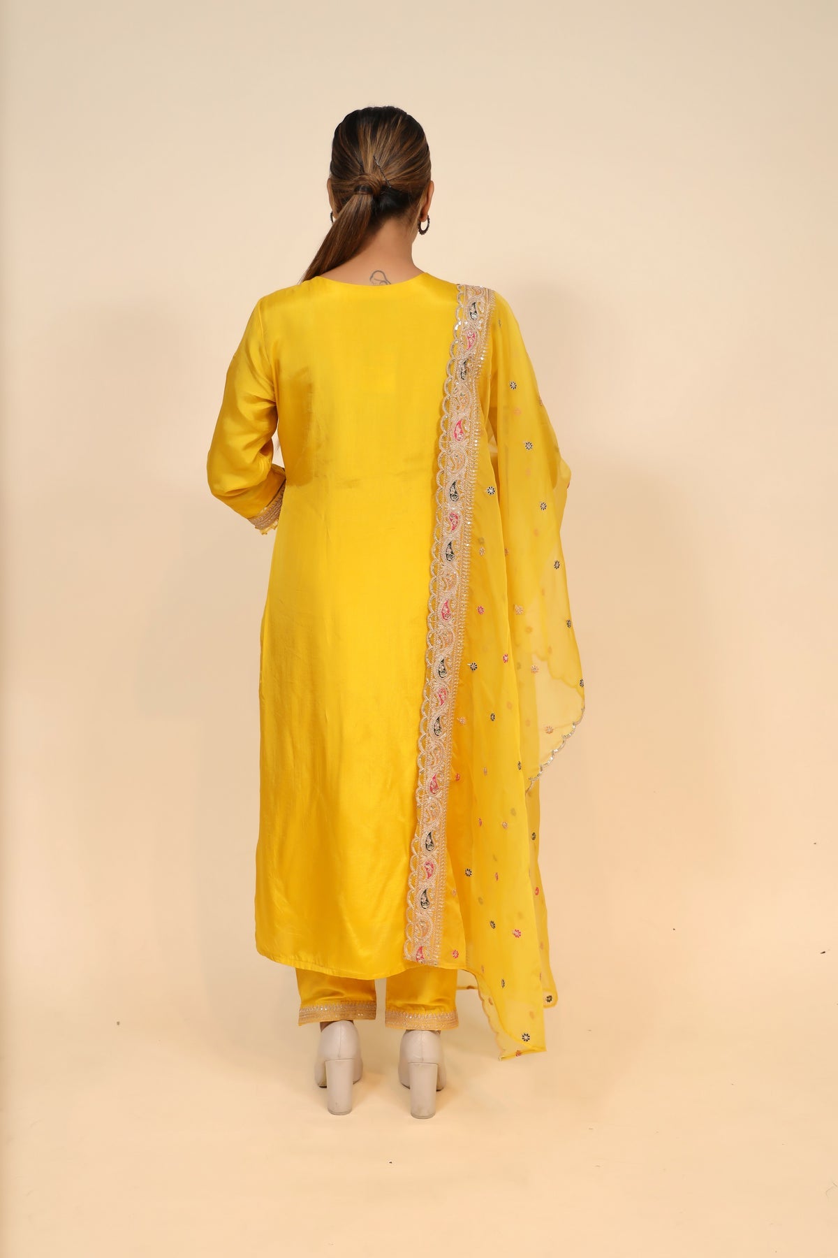 Stunning Yellow Chanderi Silk Suit with Zari & Resham Work