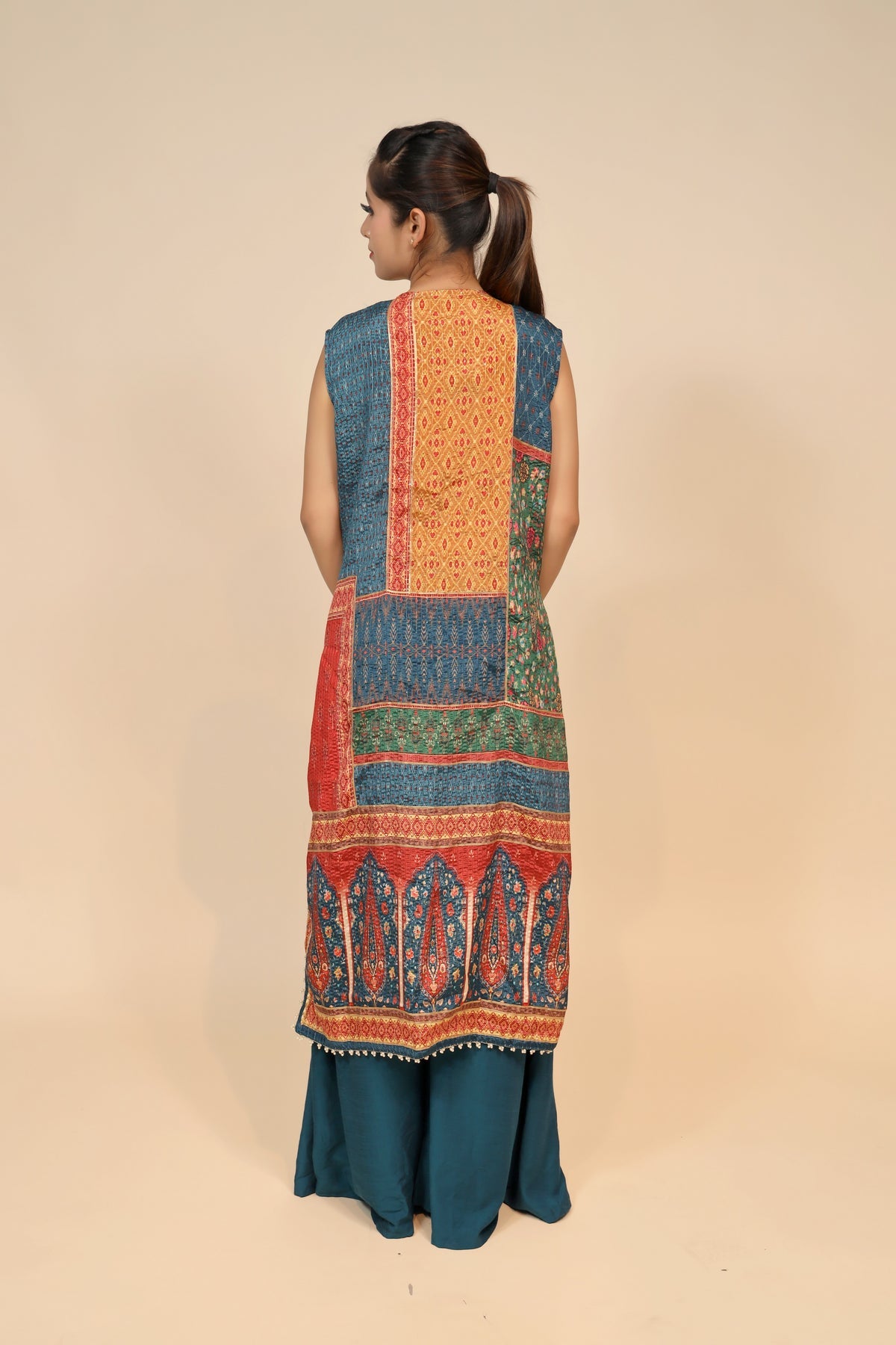 Captivating Multicolor Georgette Dress with Gota & Beads