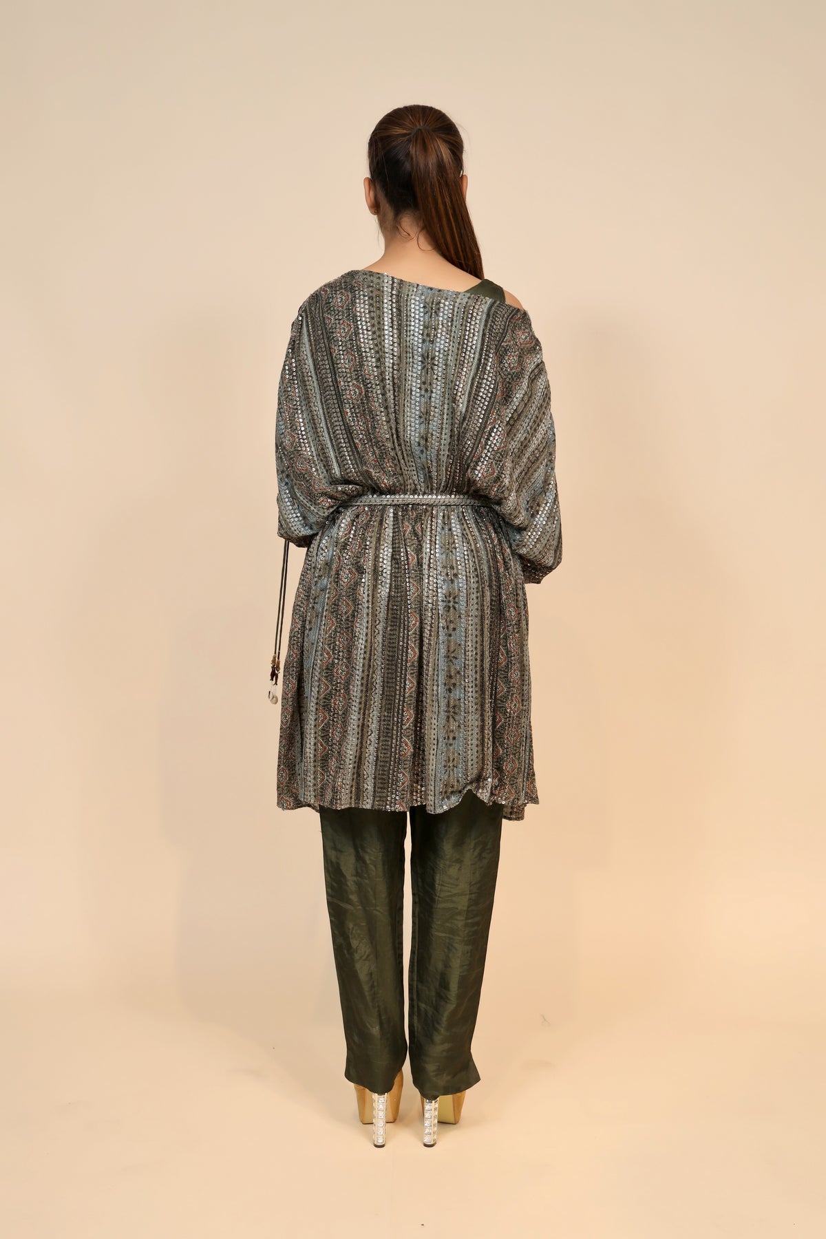 Exquisite Mehndi Color Georgette Dress with Sequins