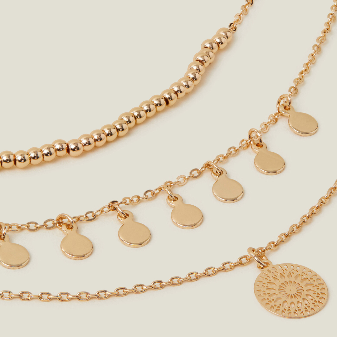 London Women's Layered Filigree Necklace-Gold