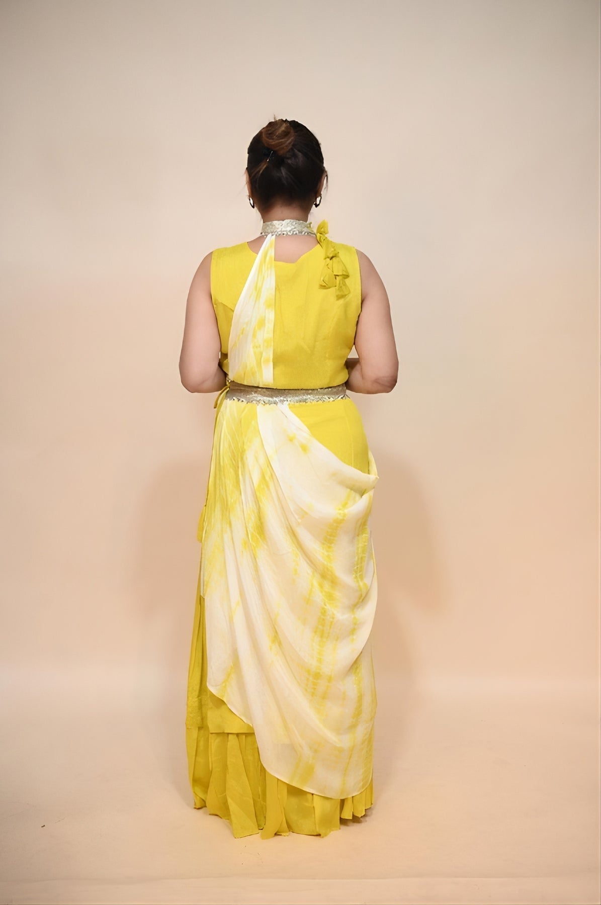 Radiant Yellow Georgette Dress with Stunning Sequins
