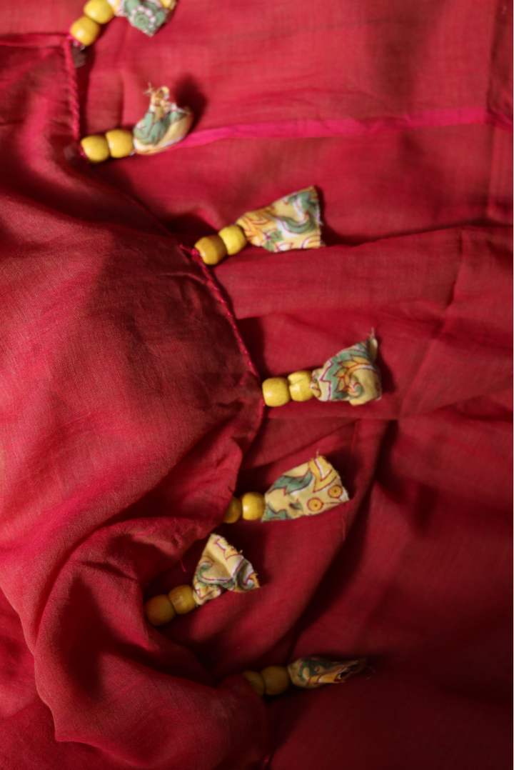 Mulmul Saree with Block Printed Tassels Mitti sa Bhoora (SAREE)
