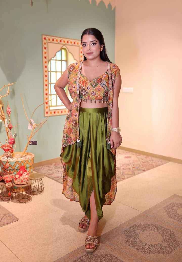 Vibrant Multi-Color Satin Silk Indo Western Dress for Plus Size