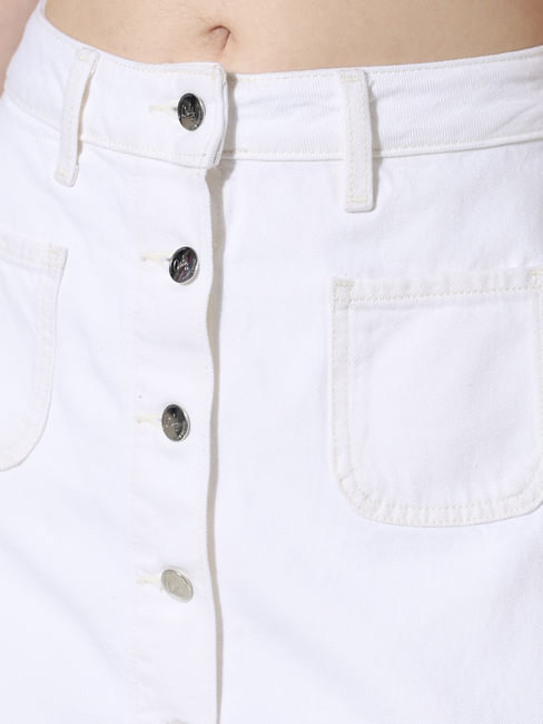 White High Rise Denim Skorts
