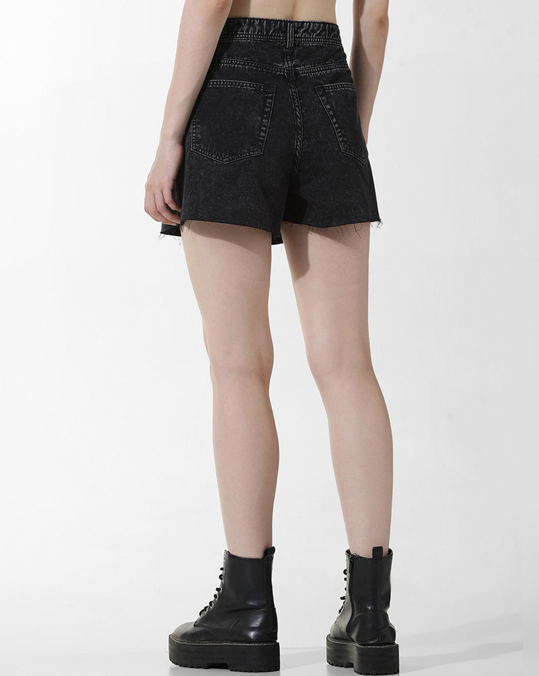 Black Embellished Co-ord Set Denim Shorts