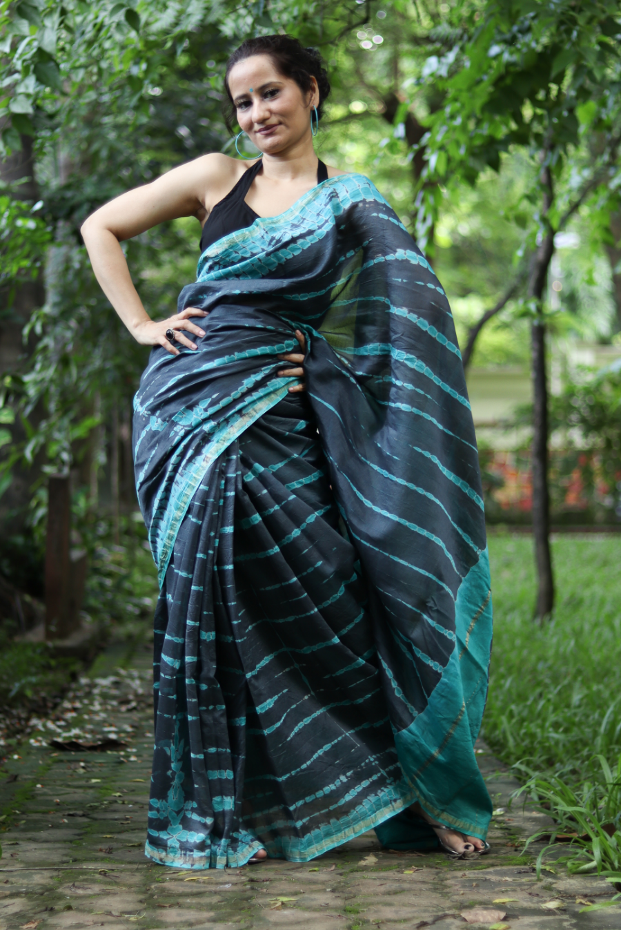 Tie & Dye Chanderi Silk Saree Night at Sea Shore (SAREE)