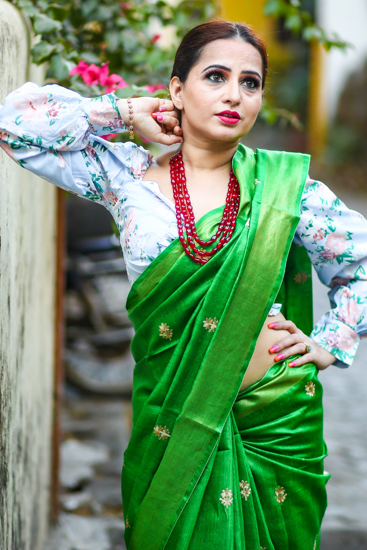 Embroidered Muga Silk Saree Saat Phere (SAREE)