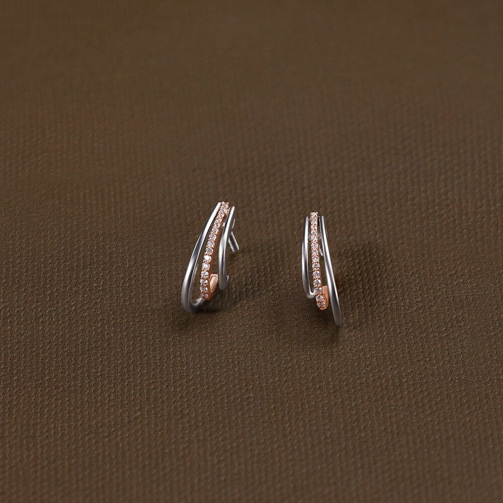 Starry Dual Tone Diamond Stud Earrings