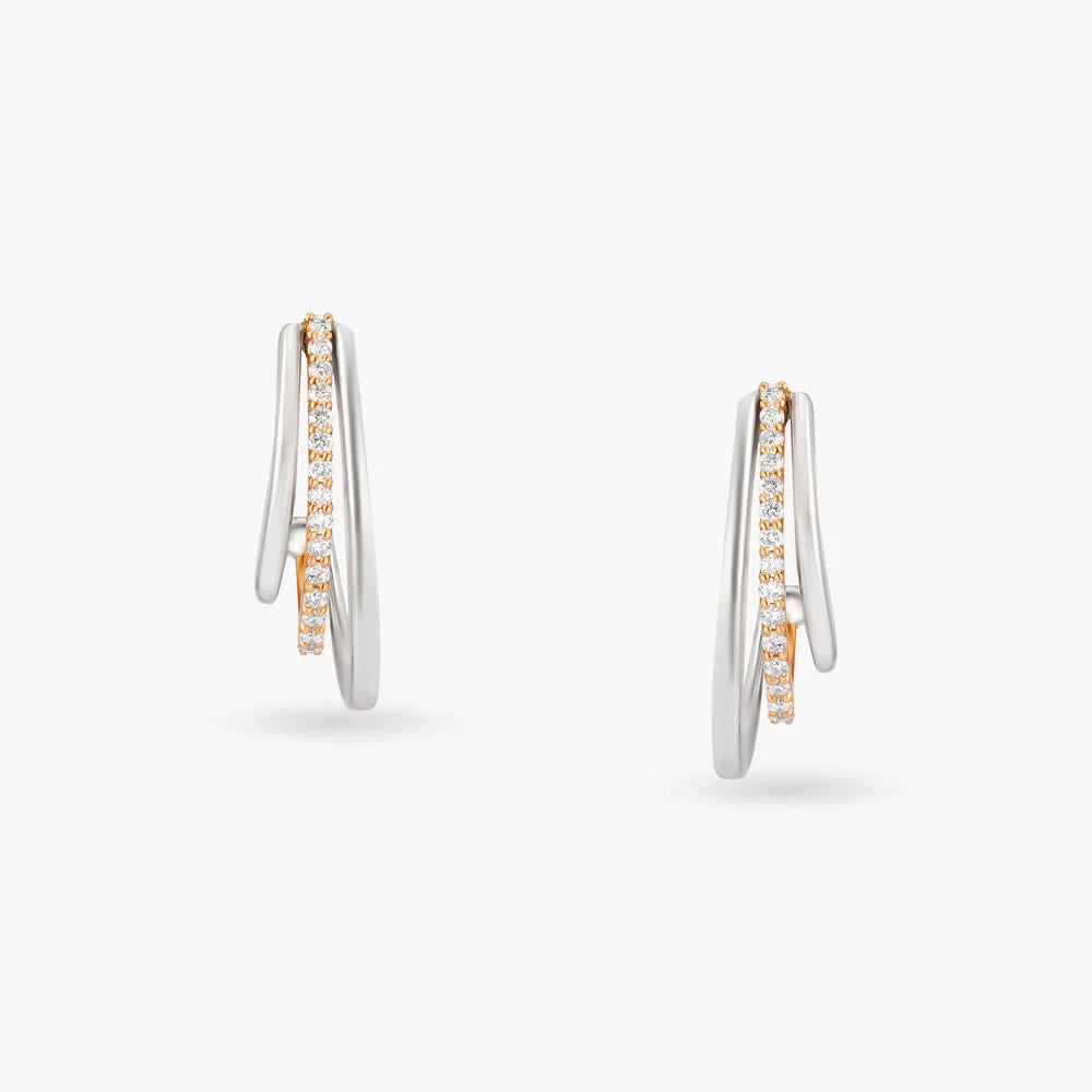 Starry Dual Tone Diamond Stud Earrings