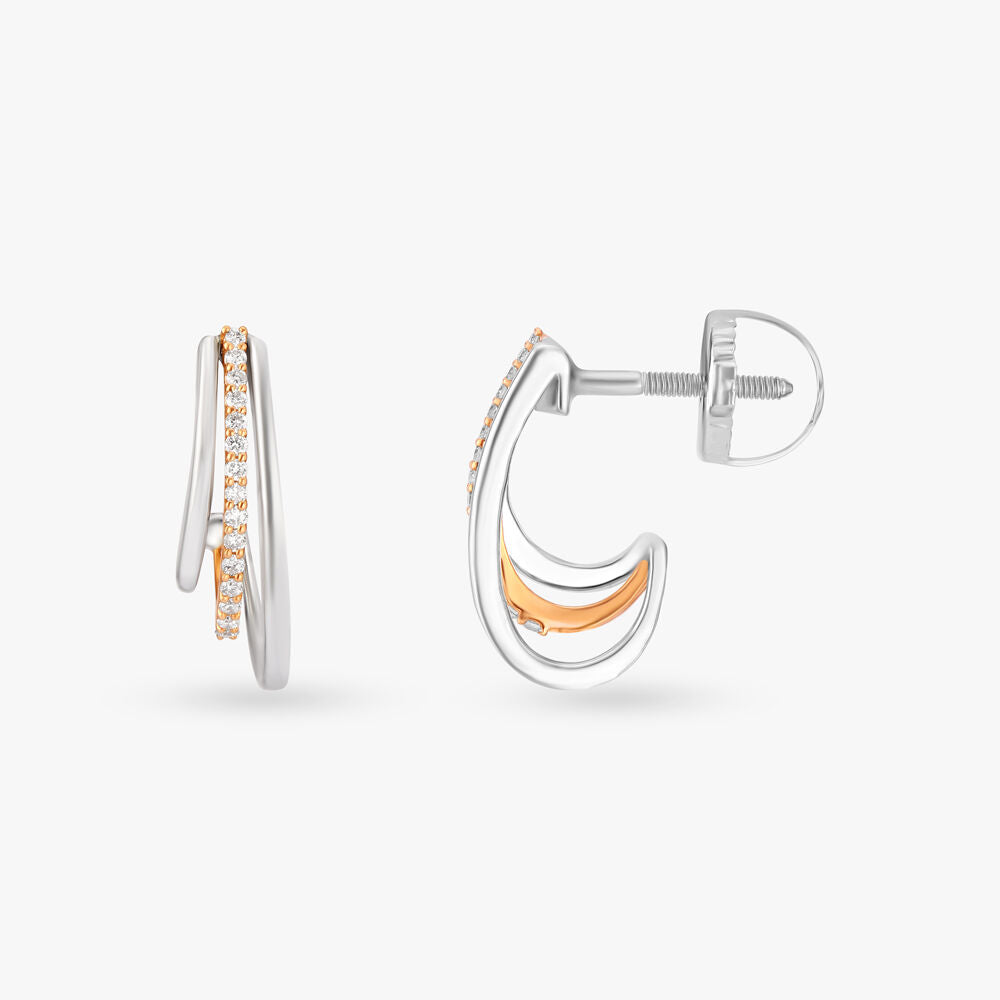 Starry Dual Tone Diamond Stud Earrings