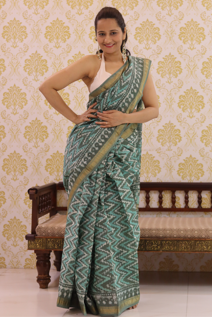 Block Printed Maheshwari Silk Saree Breeze (SAREE)