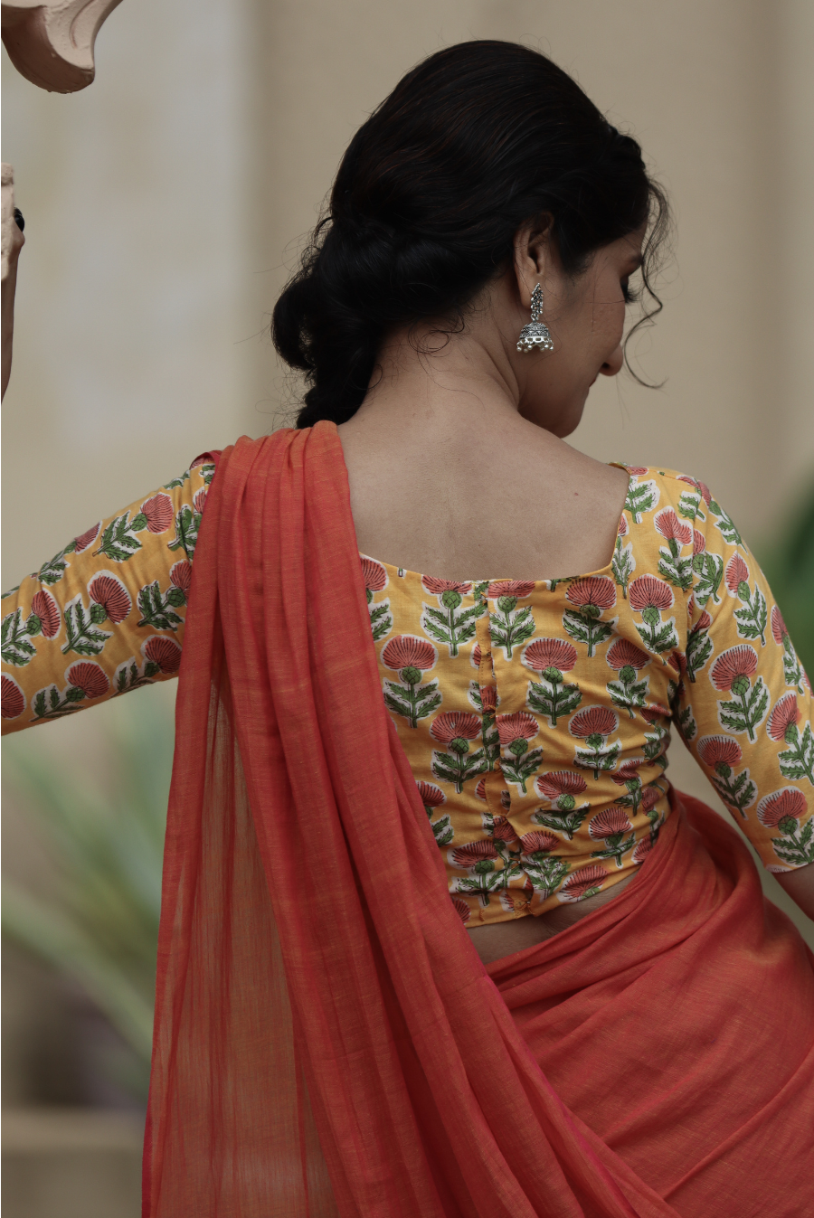 Mulmul Saree with Block Printed Tassels Sukhe Patton sa Narangi (SAREE)