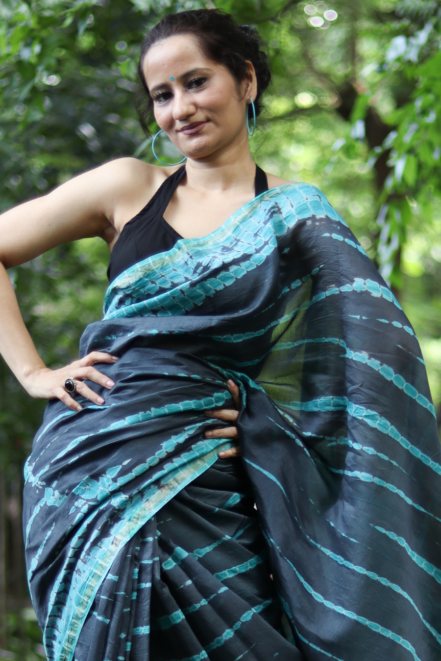 Tie & Dye Chanderi Silk Saree Night at Sea Shore (SAREE)