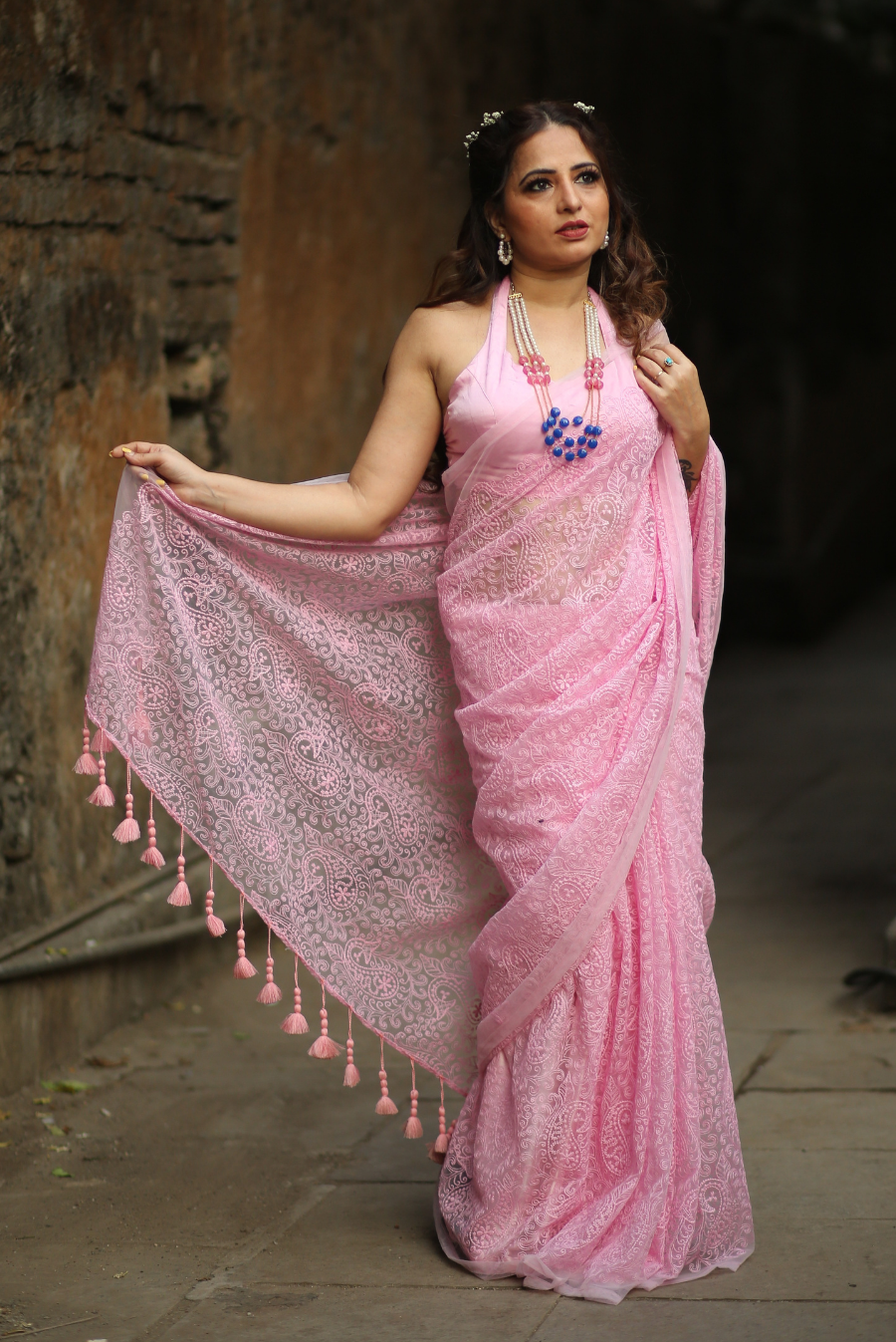 Fully Embroidered Net Saree Princess and her Elves (SAREE)