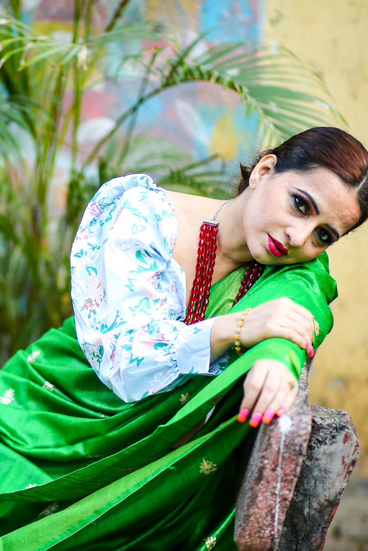 Embroidered Muga Silk Saree Saat Phere (SAREE)