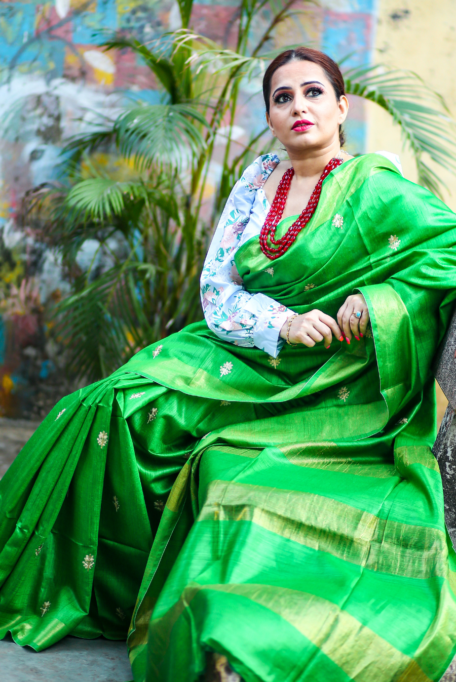 Embroidered Muga Silk Saree Saat Phere (SAREE)