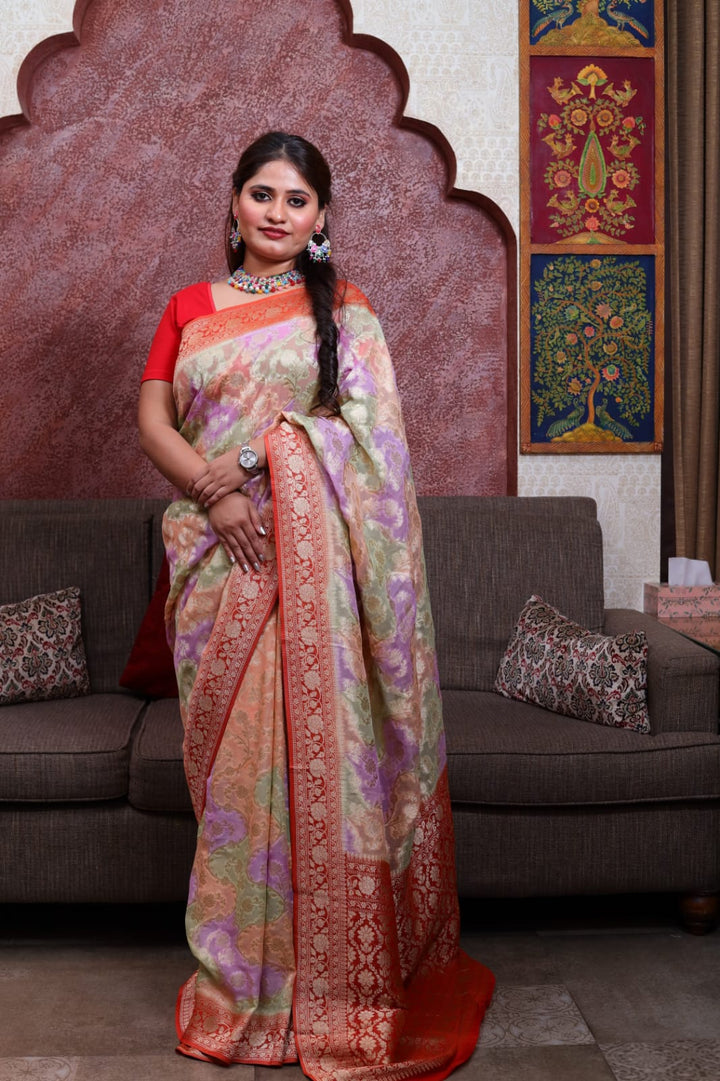 Elegant Multi-Color Rangkat Georgette Saree with Intricate Border