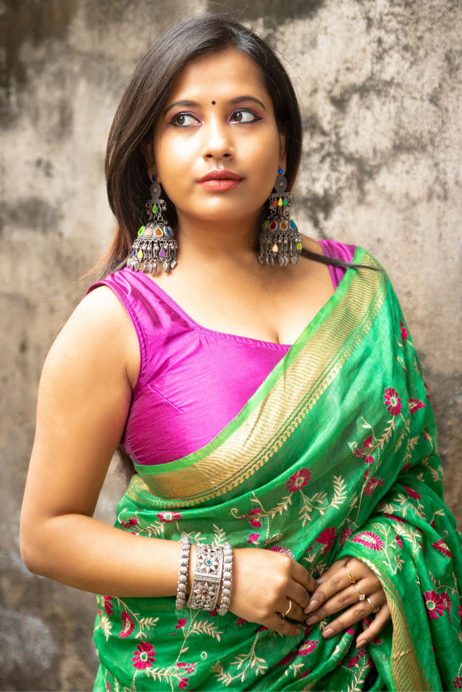 Embroidered Silk Linen Saree Ghazal (SAREE)