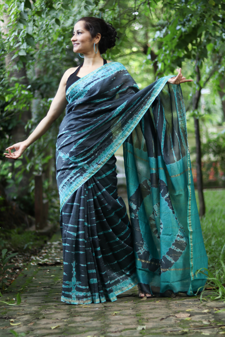 Tie & Dye Chanderi Silk Saree Night at Sea Shore (SAREE)