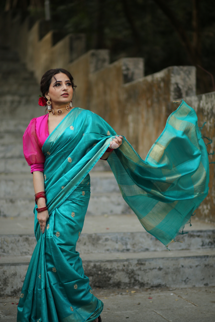 Embroidered Muga Silk Saree Aashirvaad (SAREE)