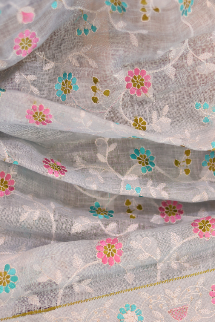 Embroidered Linen Saree Nargis (SAREE)