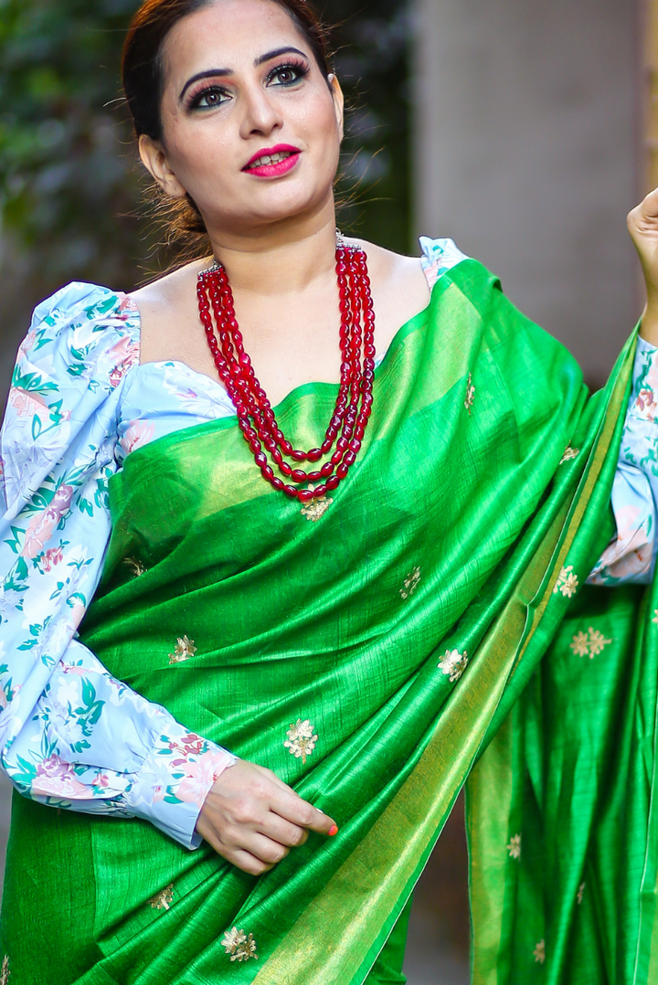 Embroidered Muga Silk Saree Saat Phere (SAREE)