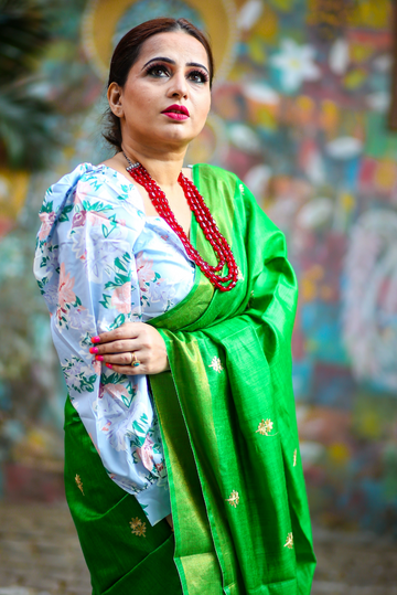 Embroidered Muga Silk Saree Saat Phere (SAREE)