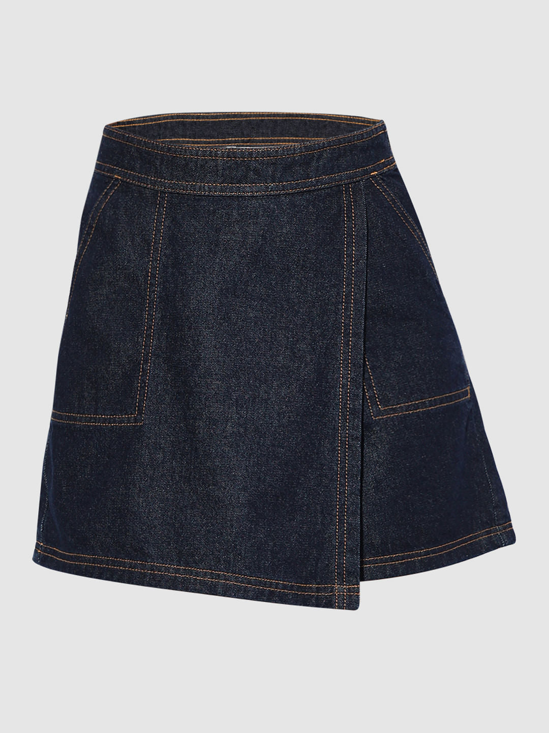 Blue Contrast Stitch Co-ord Set Skorts
