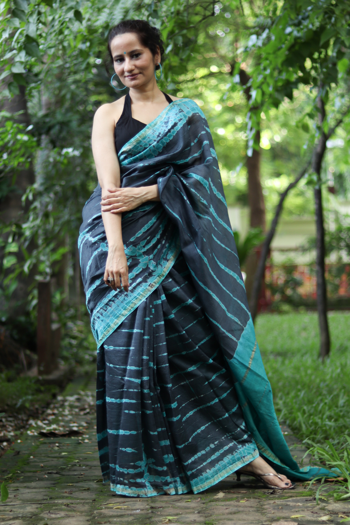 Tie & Dye Chanderi Silk Saree Night at Sea Shore (SAREE)