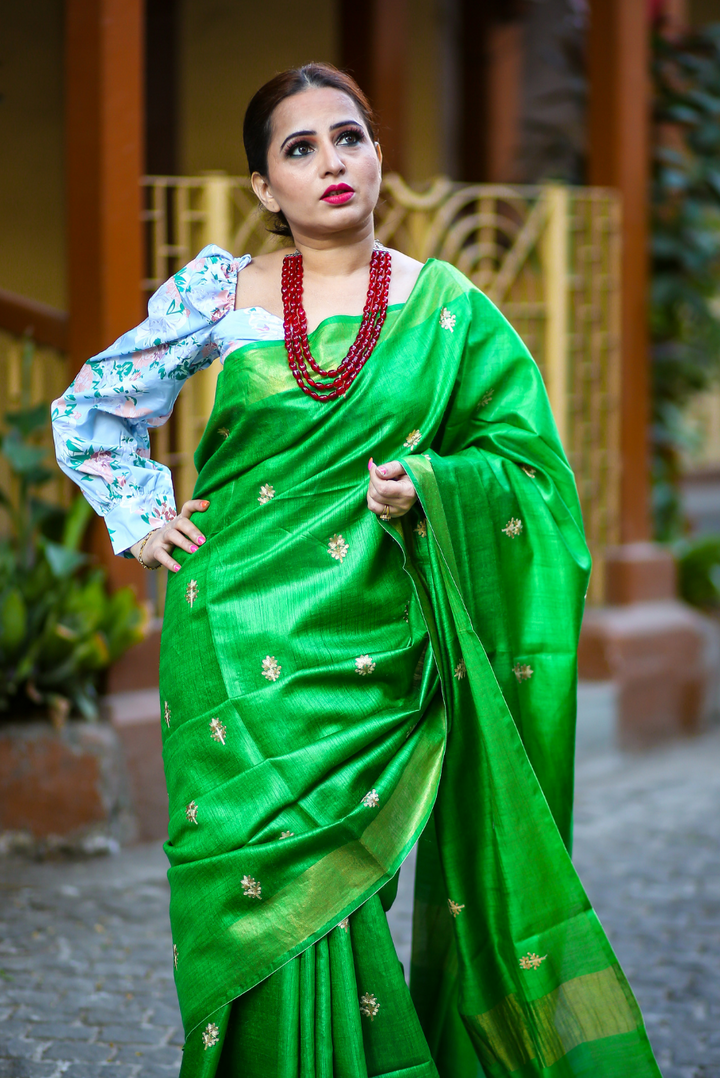 Embroidered Muga Silk Saree Saat Phere (SAREE)