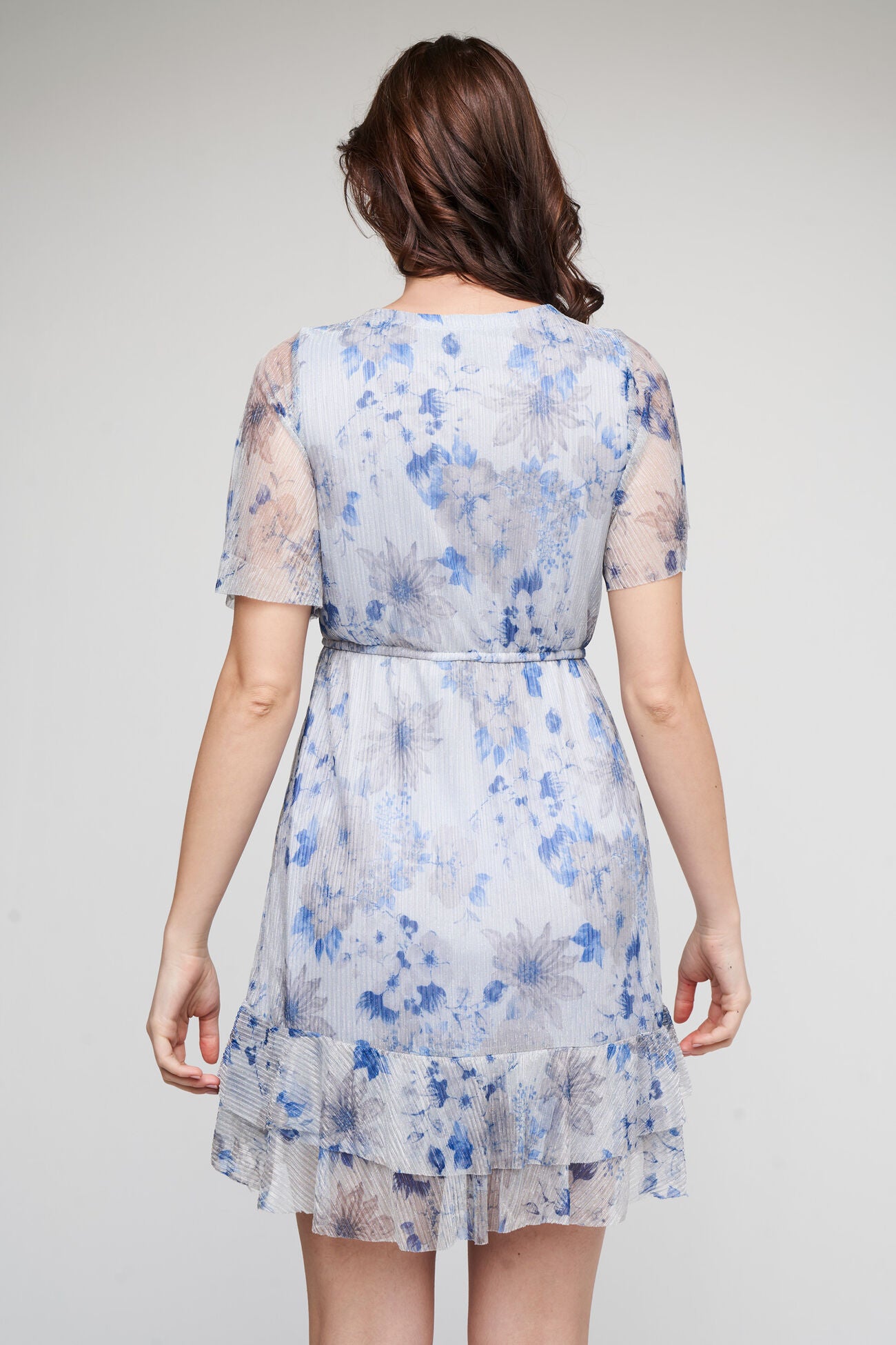Multi Color Floral Short Sleeves Dress