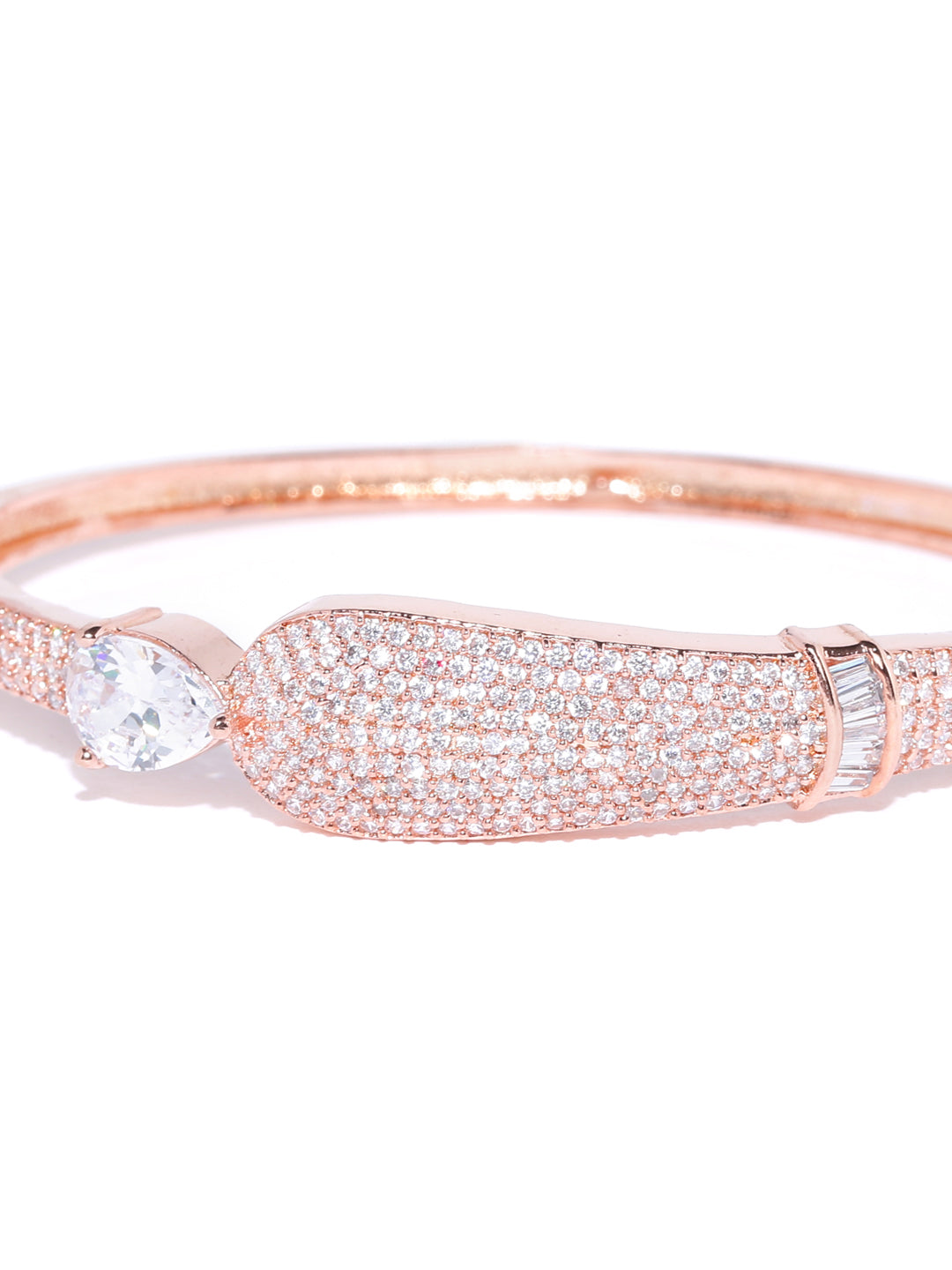 Rose Gold-Plated American Diamond Studded Bracelet