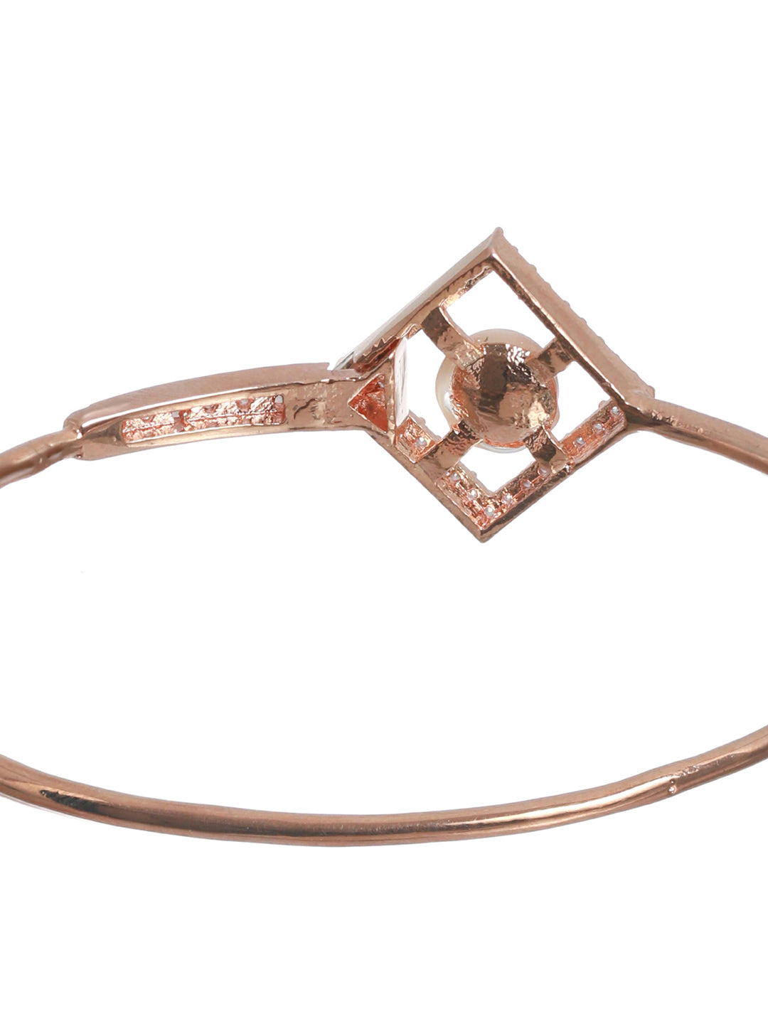 Geometric Studded Pearl Rose Gold Plated Bracelet