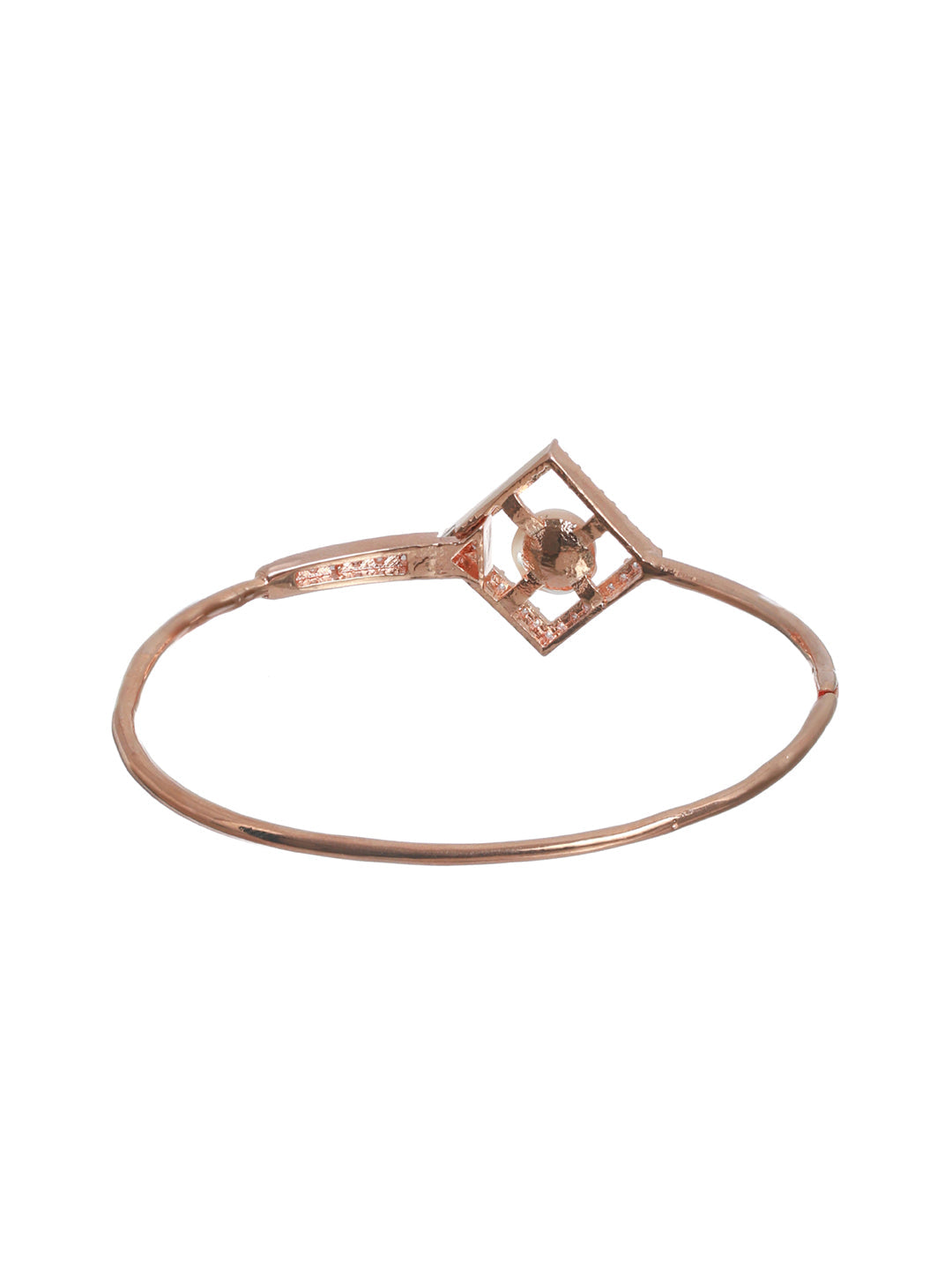 Geometric Studded Pearl Rose Gold Plated Bracelet
