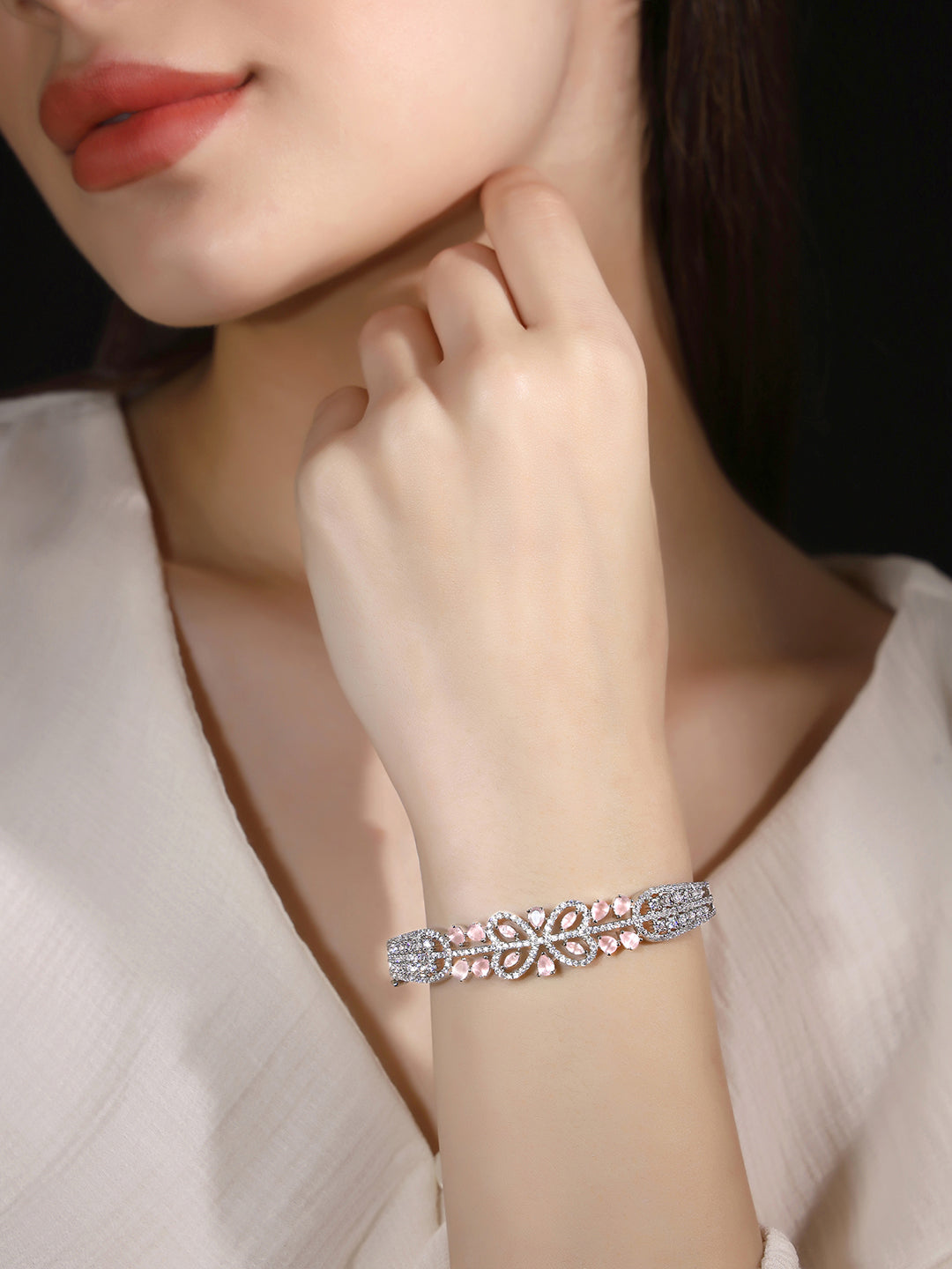 American Diamond Sparkle on Silver-Plated Bracelet