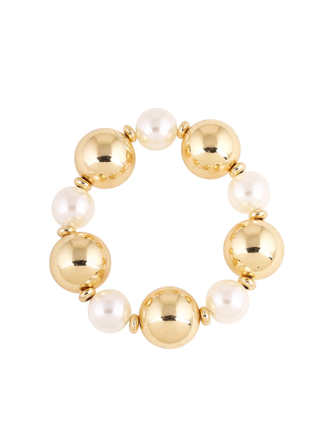 Gold Pearl Sequenced Balls Gold Plated Bracelet