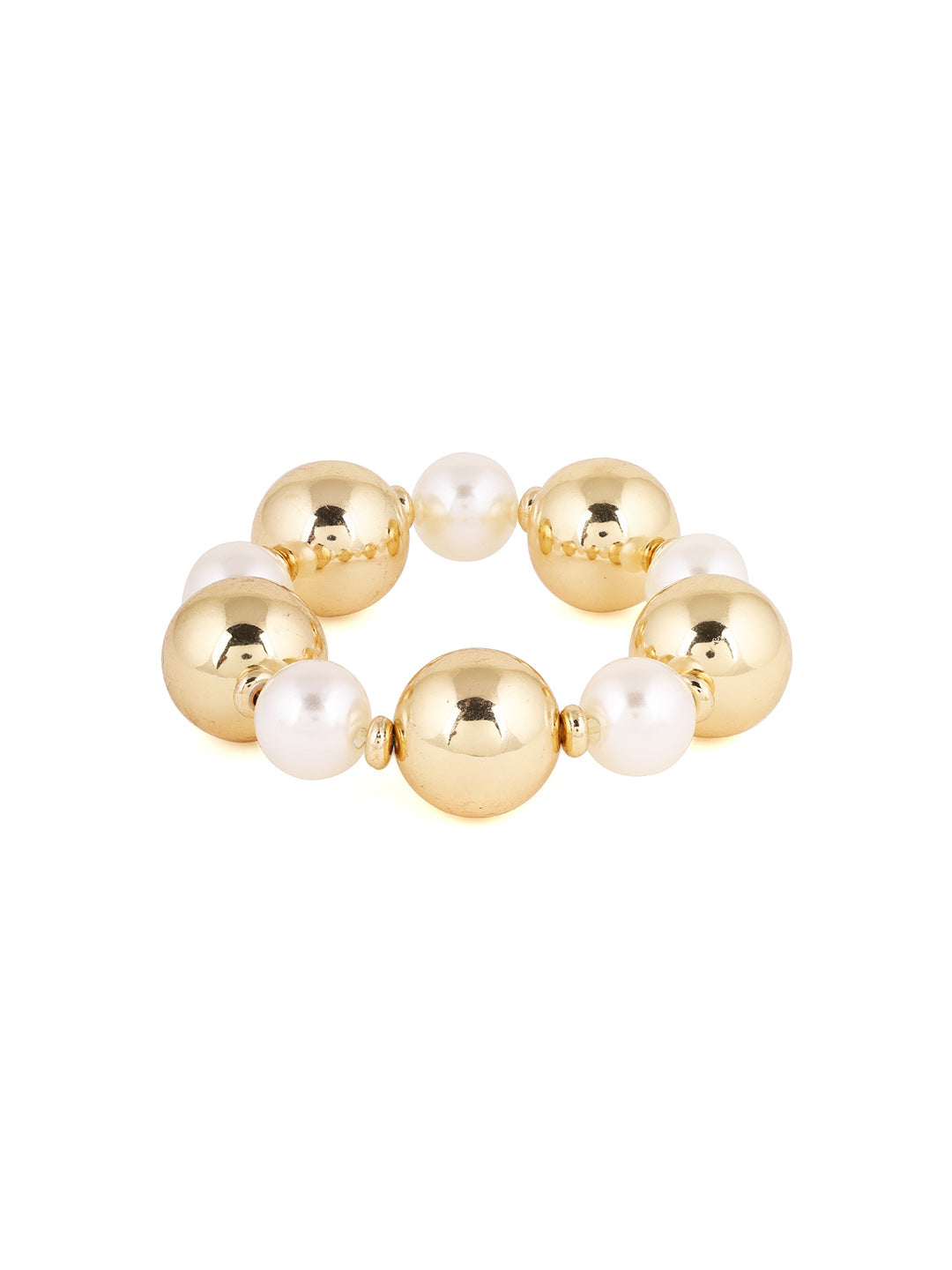 Gold Pearl Sequenced Balls Gold Plated Bracelet