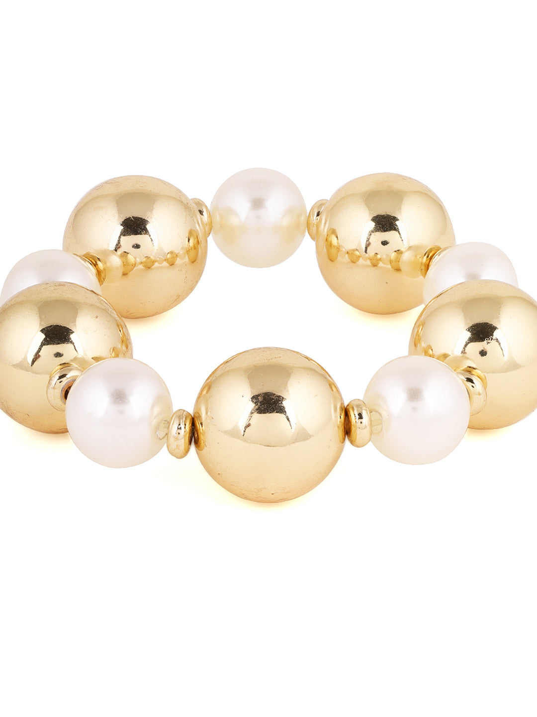 Gold Pearl Sequenced Balls Gold Plated Bracelet