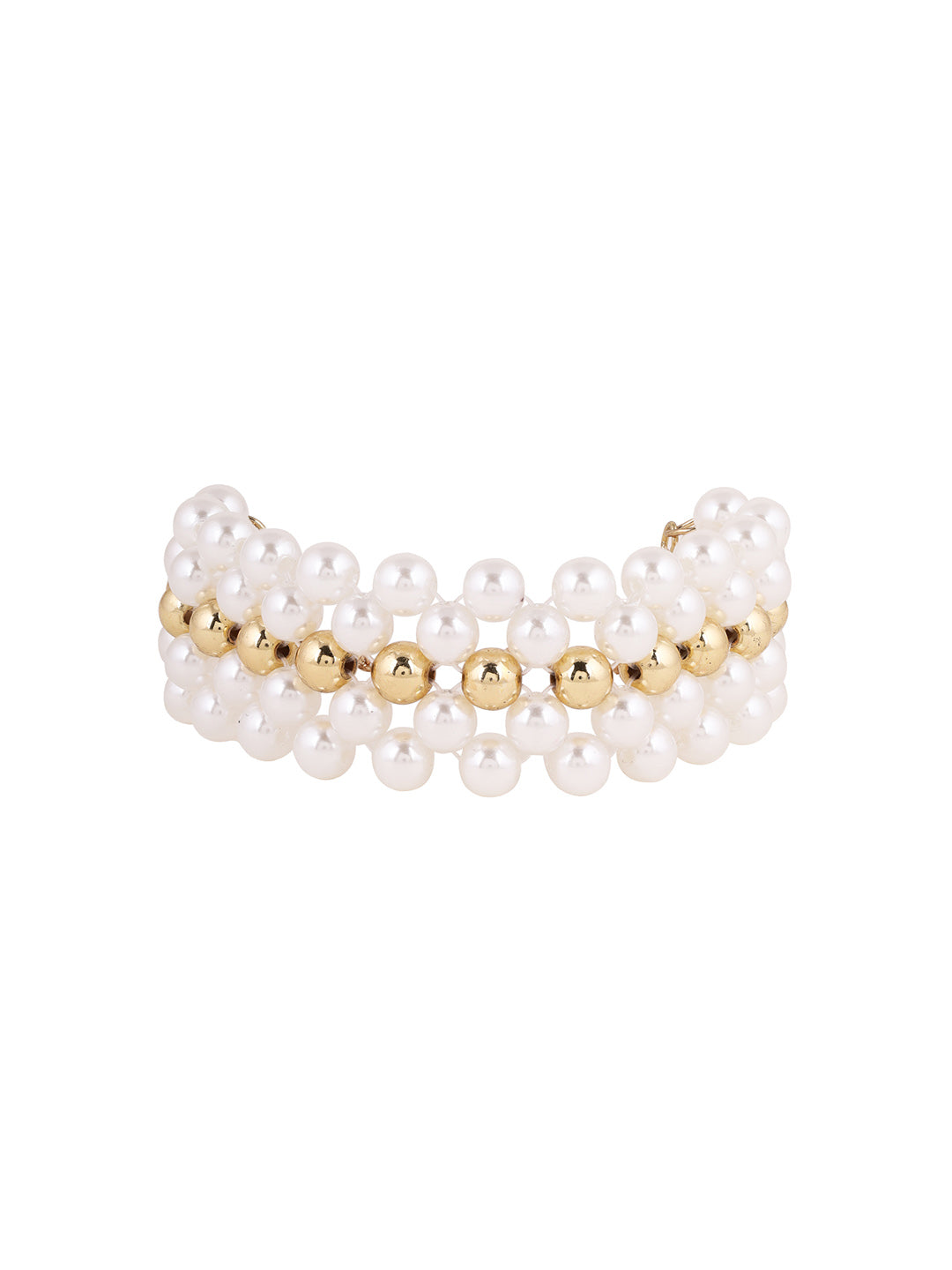 Gold-Plated Pearls-Beaded Wraparound Bracelet