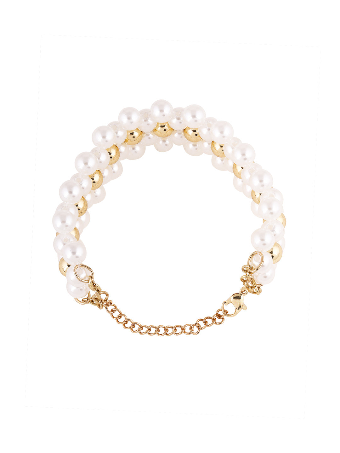 Gold-Plated Pearls-Beaded Wraparound Bracelet