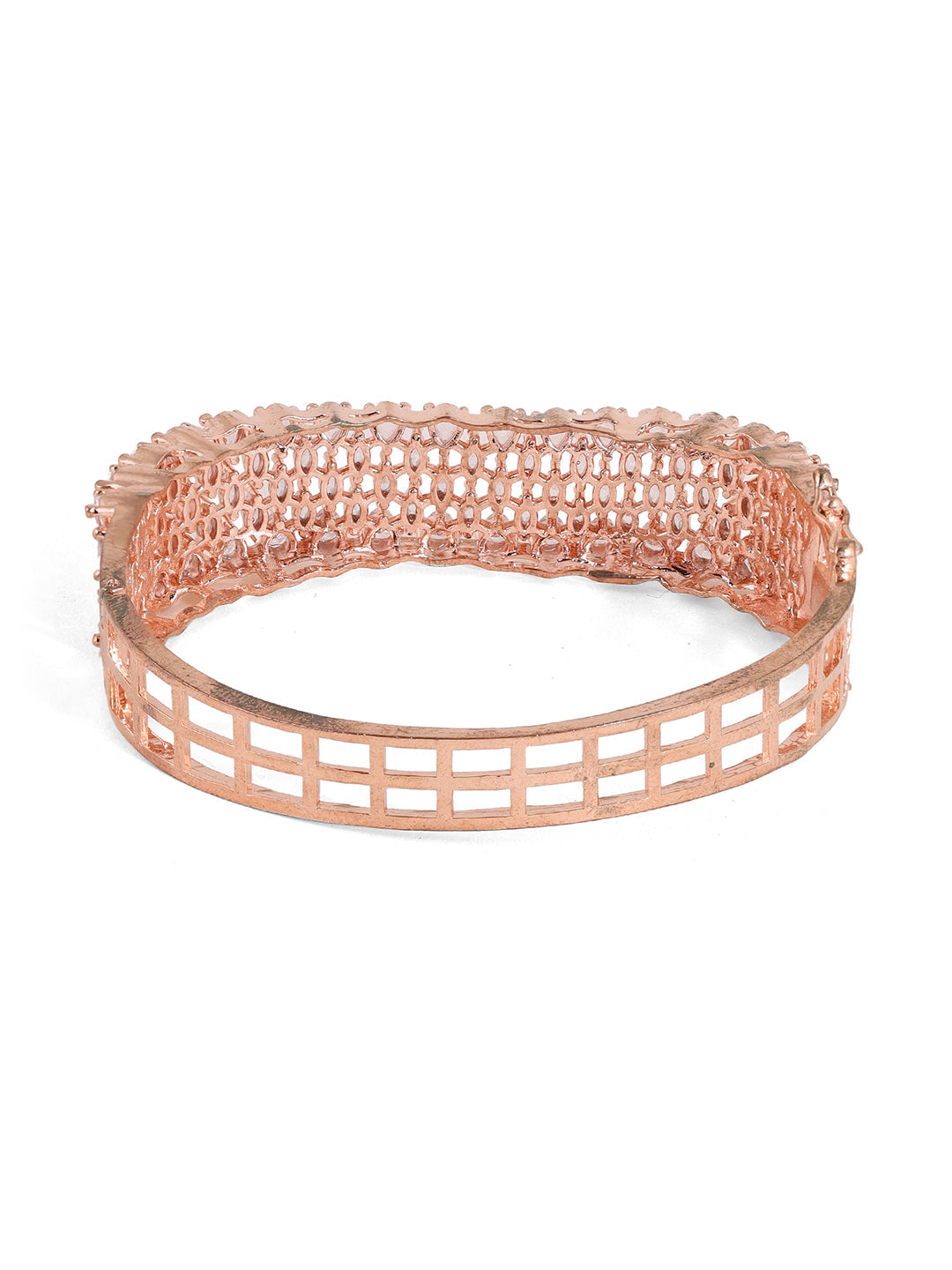 Rhinestone Rosegold Sequence AD Fancy Kada Bracelet
