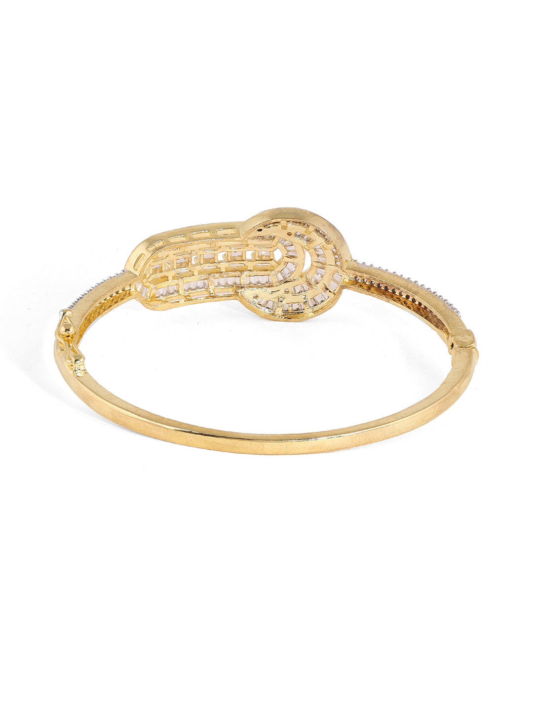 Fancy Rhinestones AD Gold Plating Kada Style Bracelet