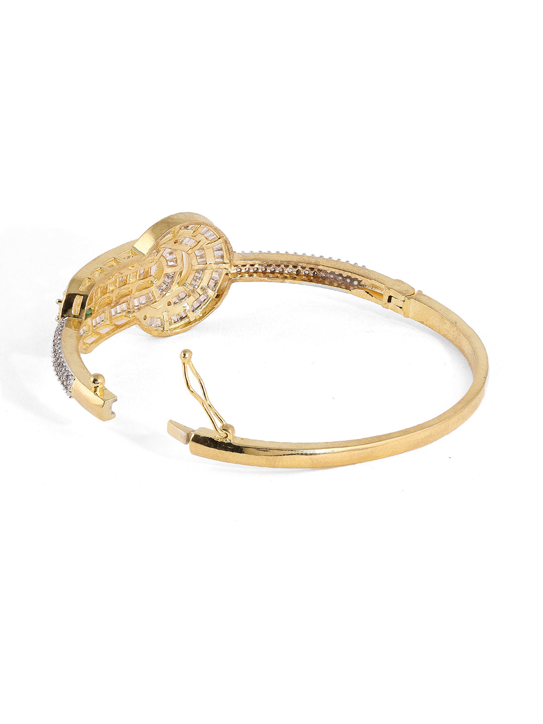 Fancy Rhinestones AD Gold Plating Kada Style Bracelet