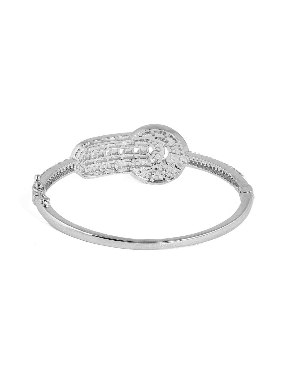 Fancy Rhinestones AD Silver Plating Kada Style Bracelet